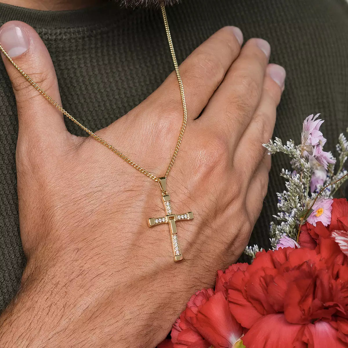 Toretto Cross Pendant 3.1 Cms Crystal